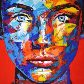 Original Gemälde Gesicht abstrakt Kunst Nr. 117 80x80cm